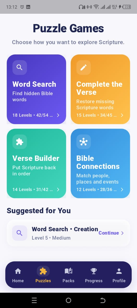 3HC Bible Puzzle Puzzles screen